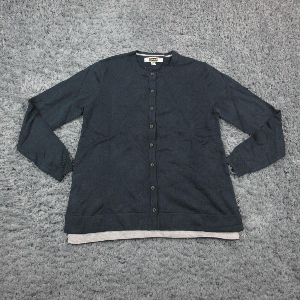 Edwards Cardigan Sweater Womens Small Navy Button Front Knit Acrylic 7143-007